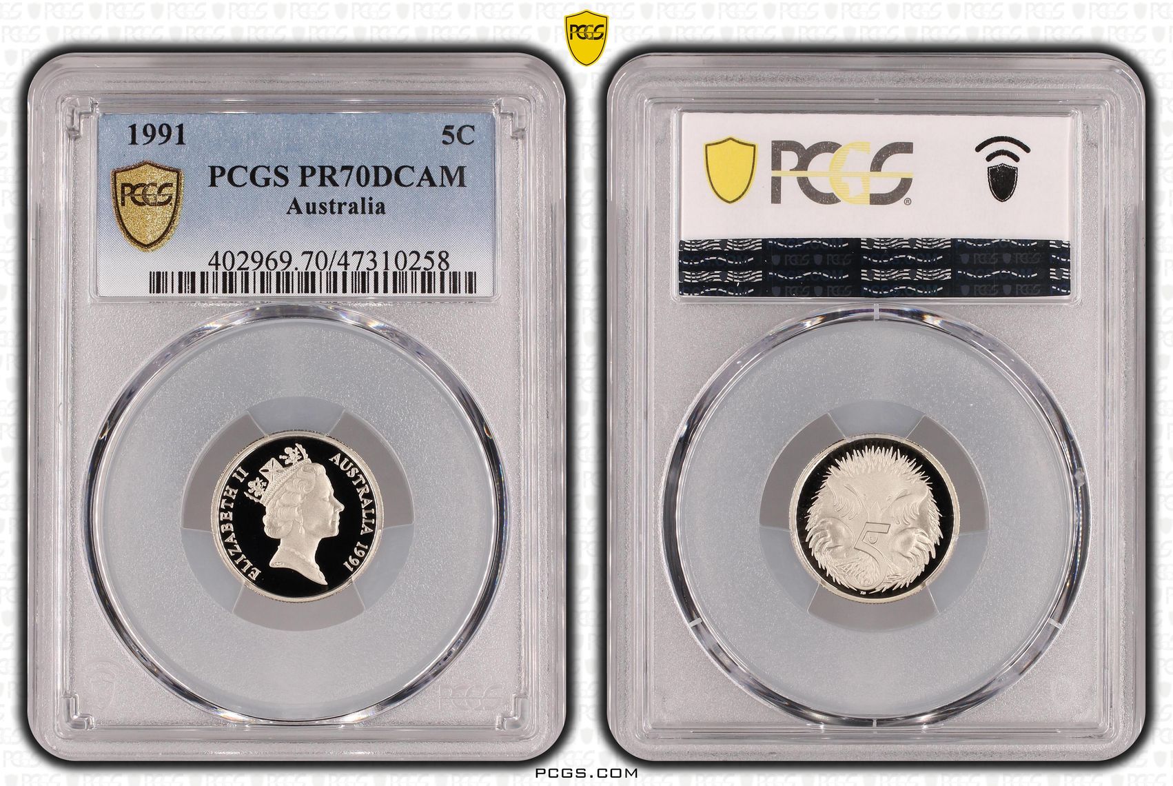 Elizabeth II, Five Cent, 1991, PCGS PR70DCAM