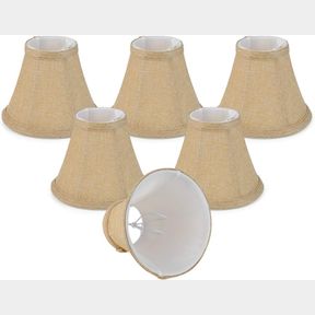 CHENDE SET OF 6 SMALL CHANDELIER LAMP SHADES, NATURAL LINEN SOFT BELL SHADES FOR LIVING ROOM, CLIP ON CHANDELIER TABLE LAMP WITH V