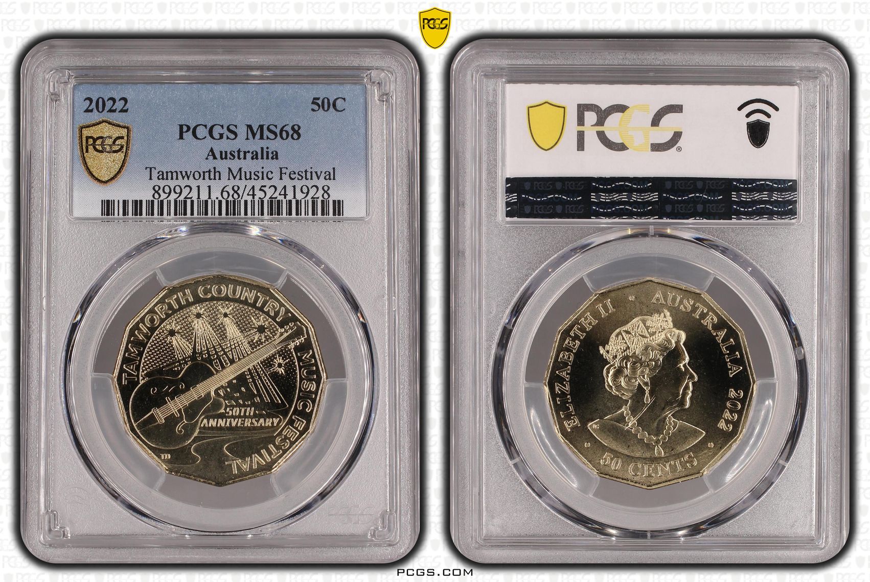 2022 Australia Fifty Cent, 50c Tamworth Music Festival PCGS - MS68 -928