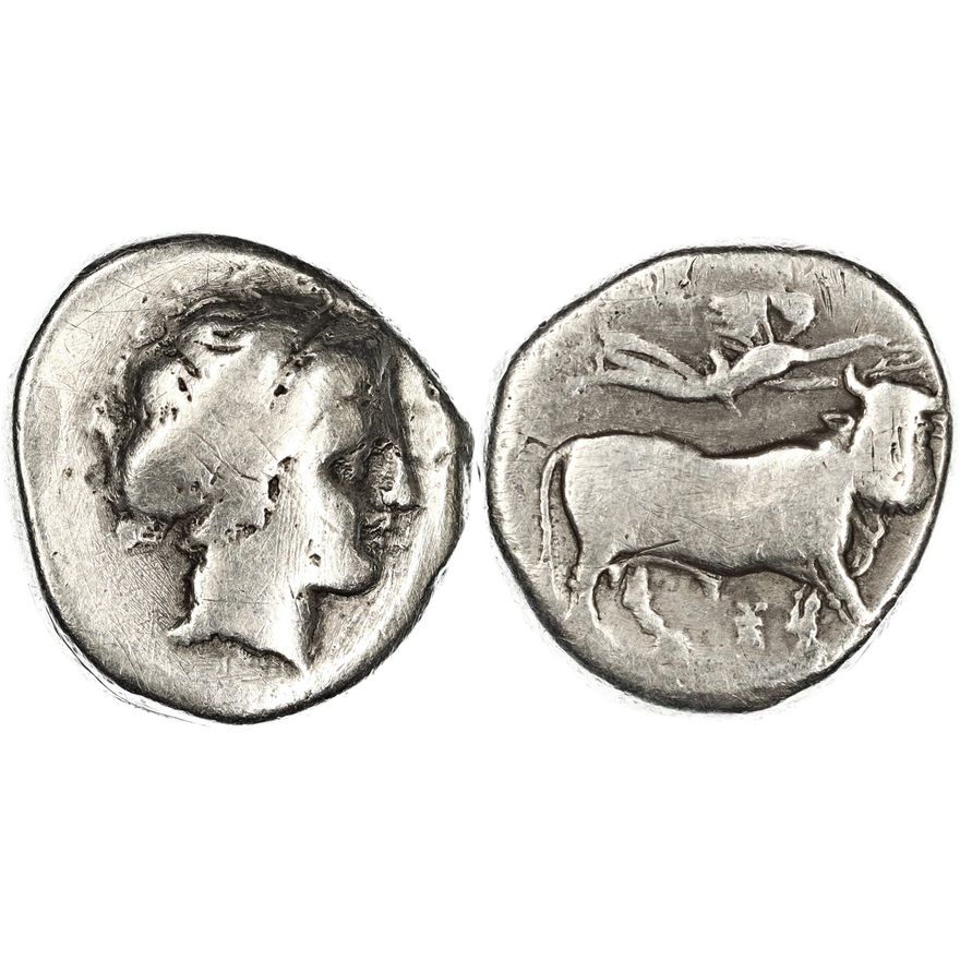 Campania, Neapolis, Silver Nomos, 320-300 BC,  gF