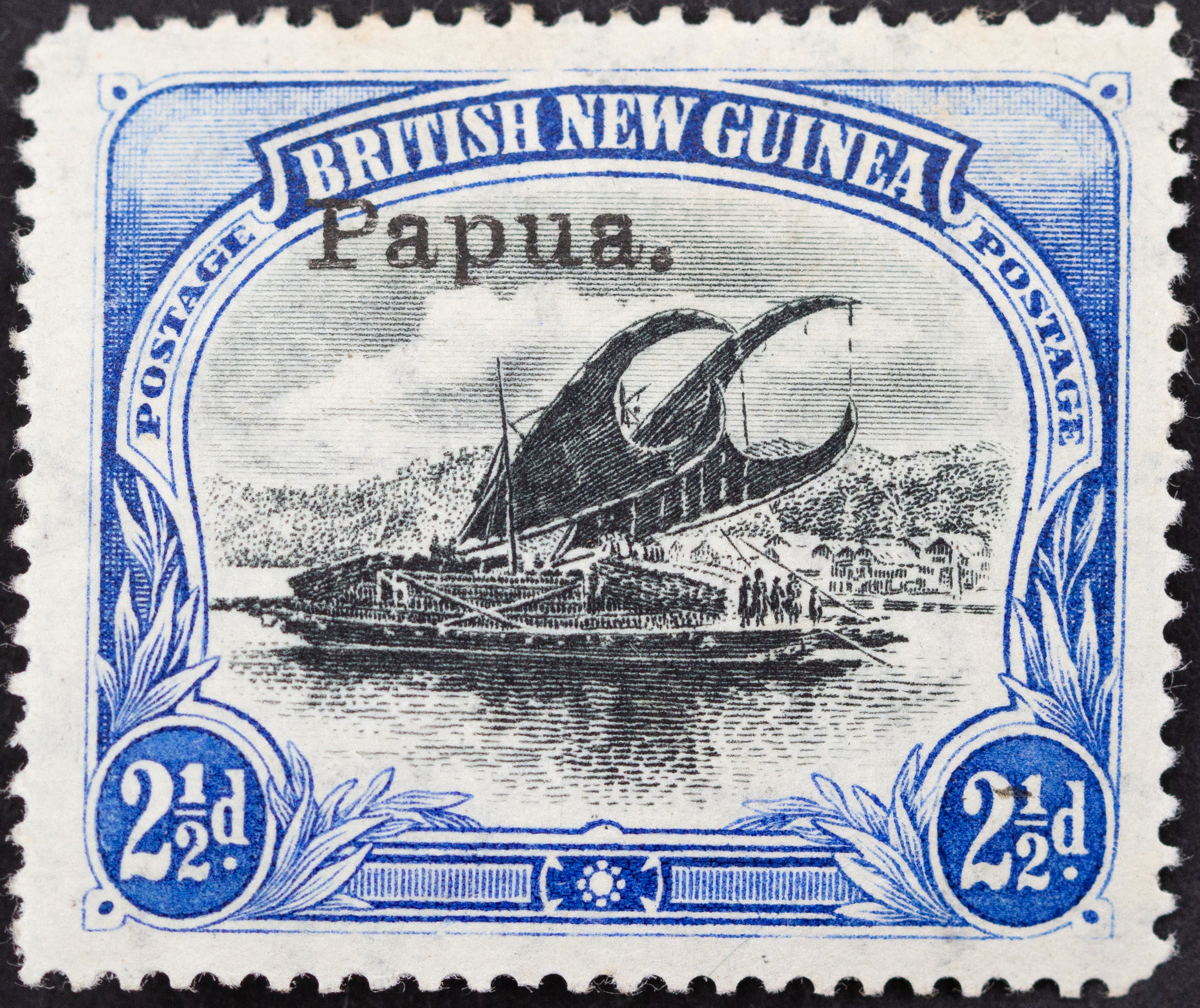 Lakatois, Small Papua Overprint, Tuppence Halfpenny, Black & Ultramarine, 1907, MH