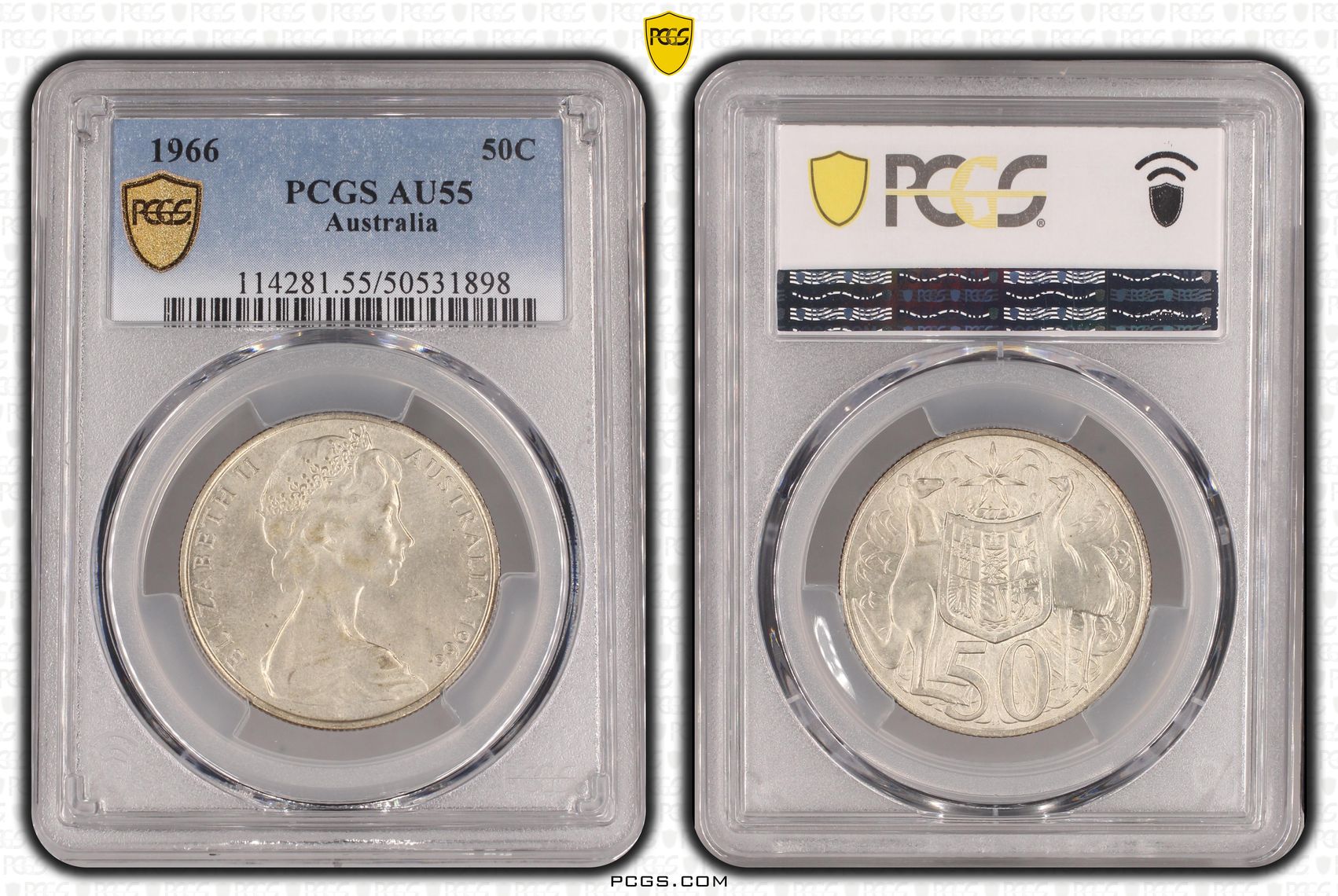 Fifty Cent, 1966, PCGS AU55