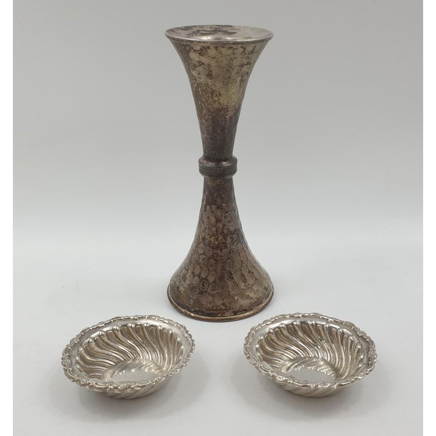 Stg. Silver Candle Stick & Salt Cellars