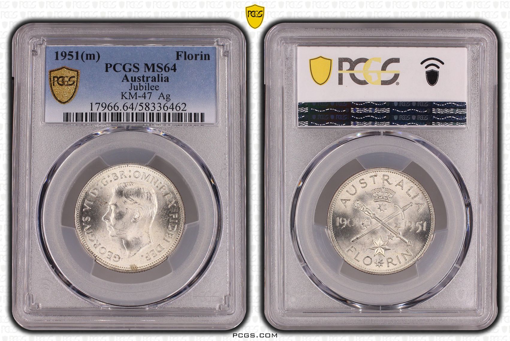 George VI, Jubilee, Florin, 1951(m), PCGS MS64