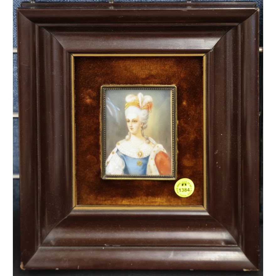 Old French Miniature Portrait Framed 10''x9''