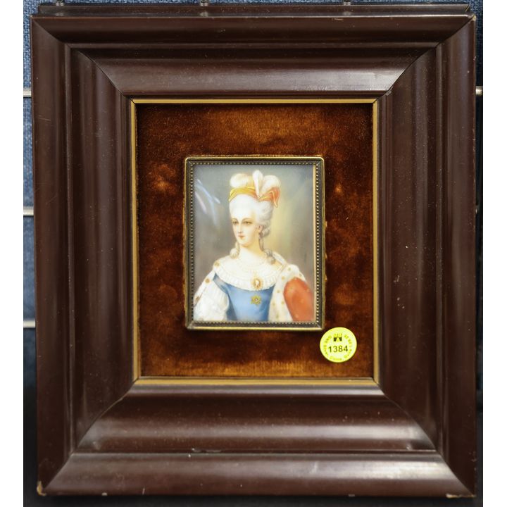 Old French Miniature Portrait Framed 10''x9''