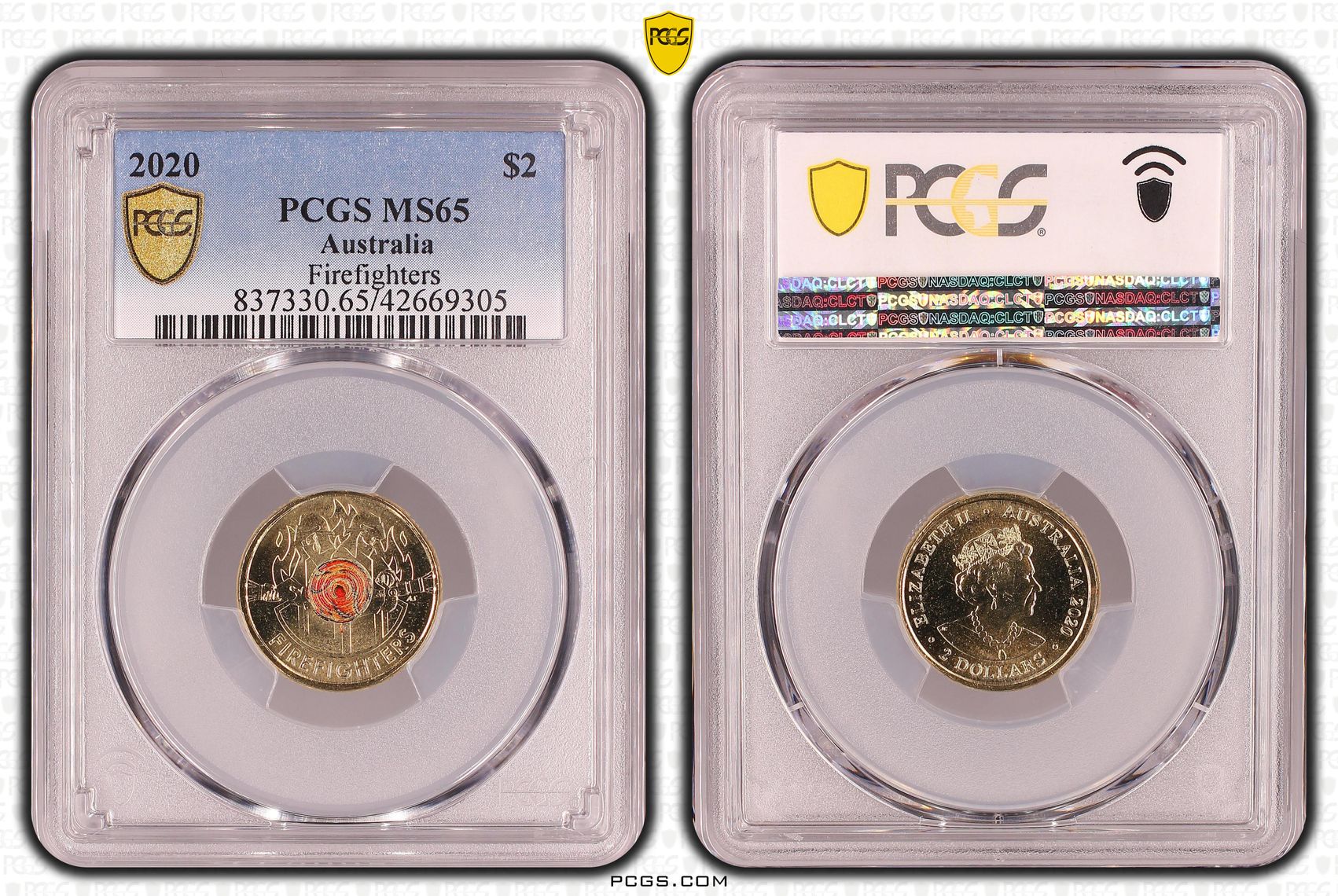 Elizabeth II, Firefighters, Two Dollar, 2020, PCGS MS65