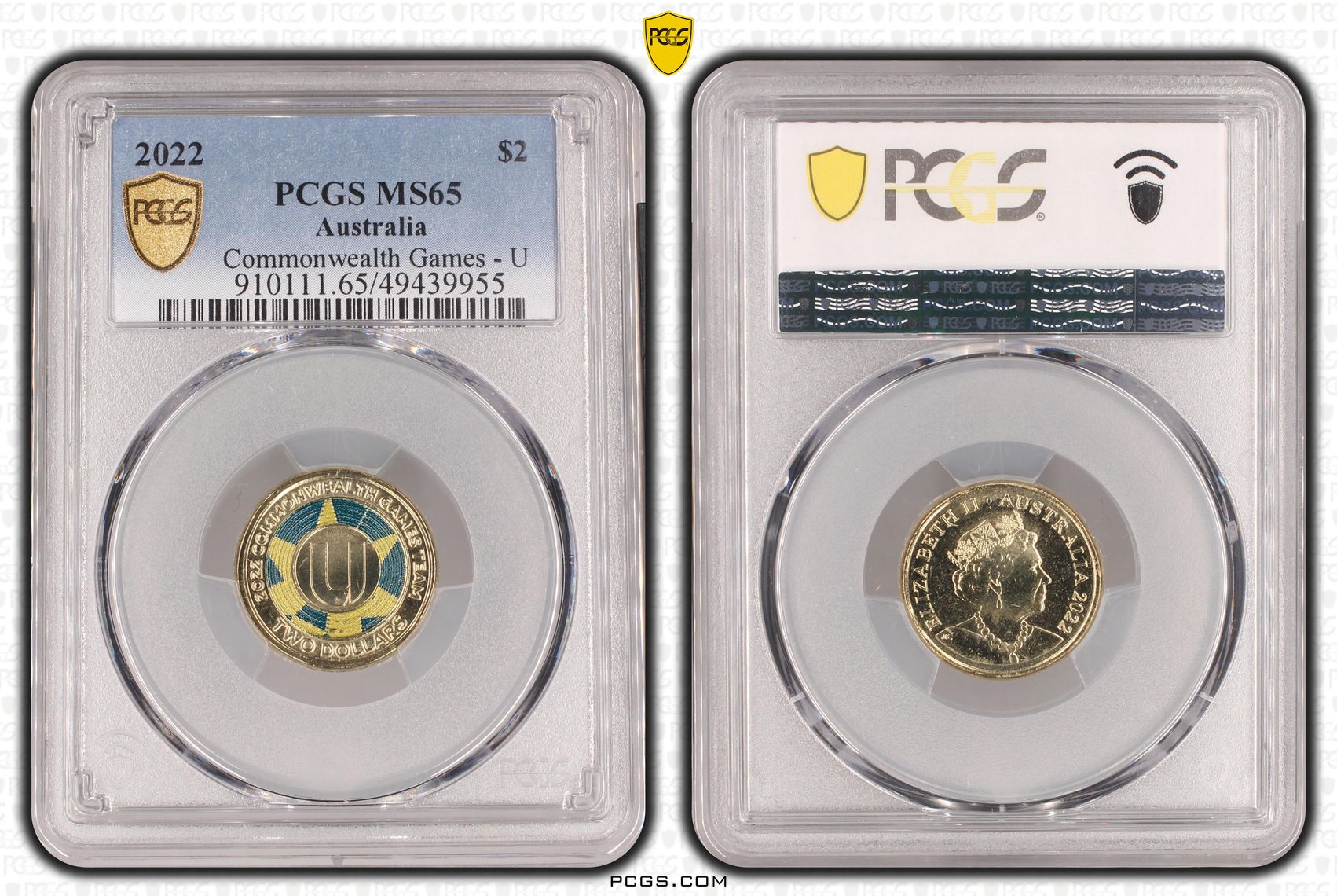 Elizabeth II, Commonwealth Games - U , Two Dollar, 2022, PCGS MS65