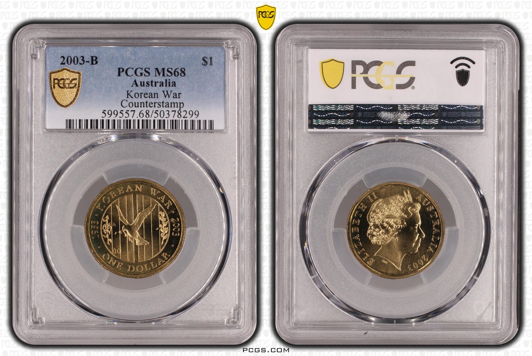 Korean War Counterstamp, POP 6/0, One Dollar, 2003-B, PCGS MS68