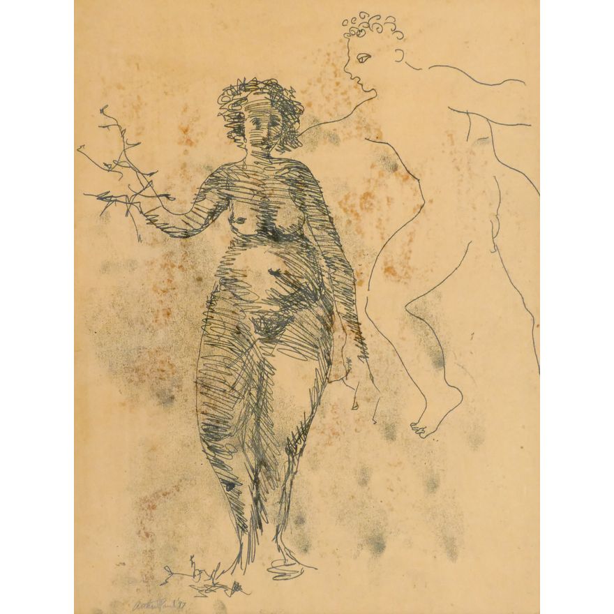 Art Paul (1925-2018 IL) ''Adam and Eve'' 1947 Ink on Paper