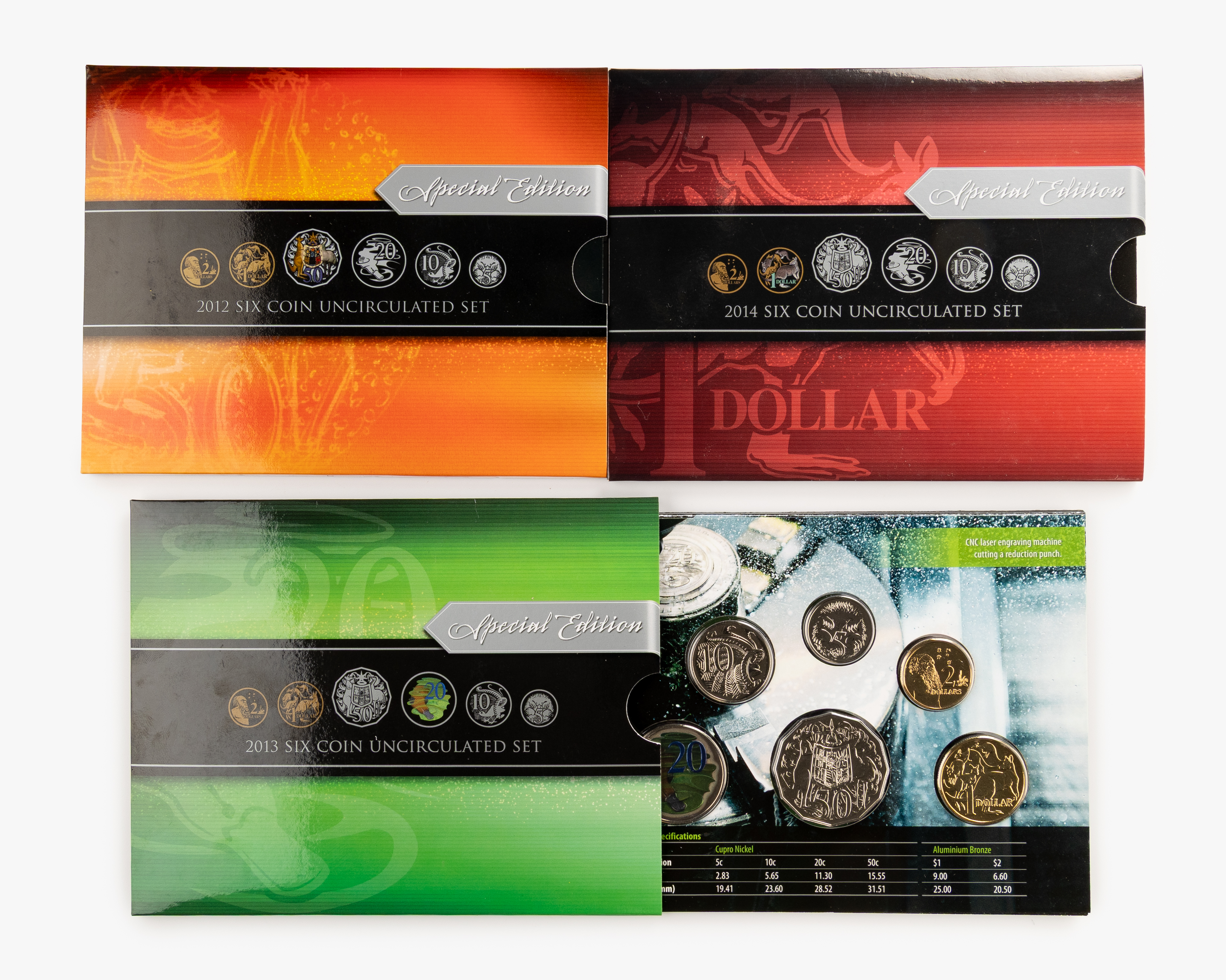 Elizabeth II, Special Edition, Five Cents - Two Dollars, 2012 - 2014, UNC
