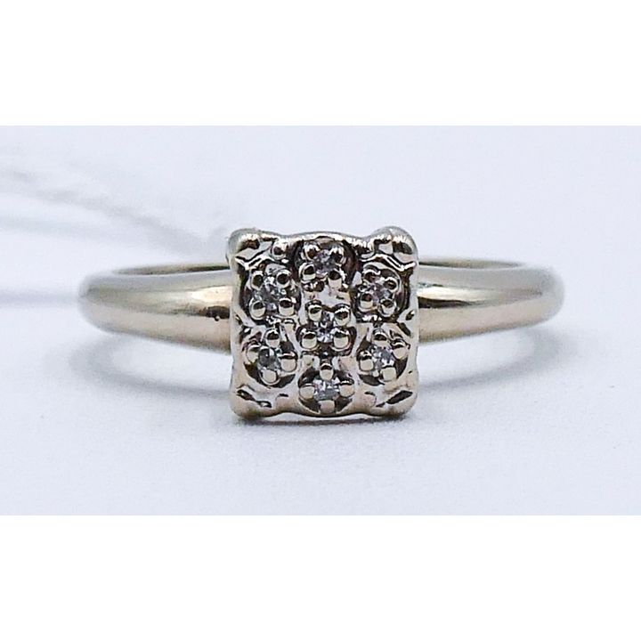 Gem-Art 10k Diamond Cluster Ring Size 4.5 - 2.24 Grams