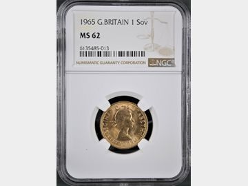 1965 ELIZABETH II PRE-DECIMAL GOLD SOVEREIGN MS62