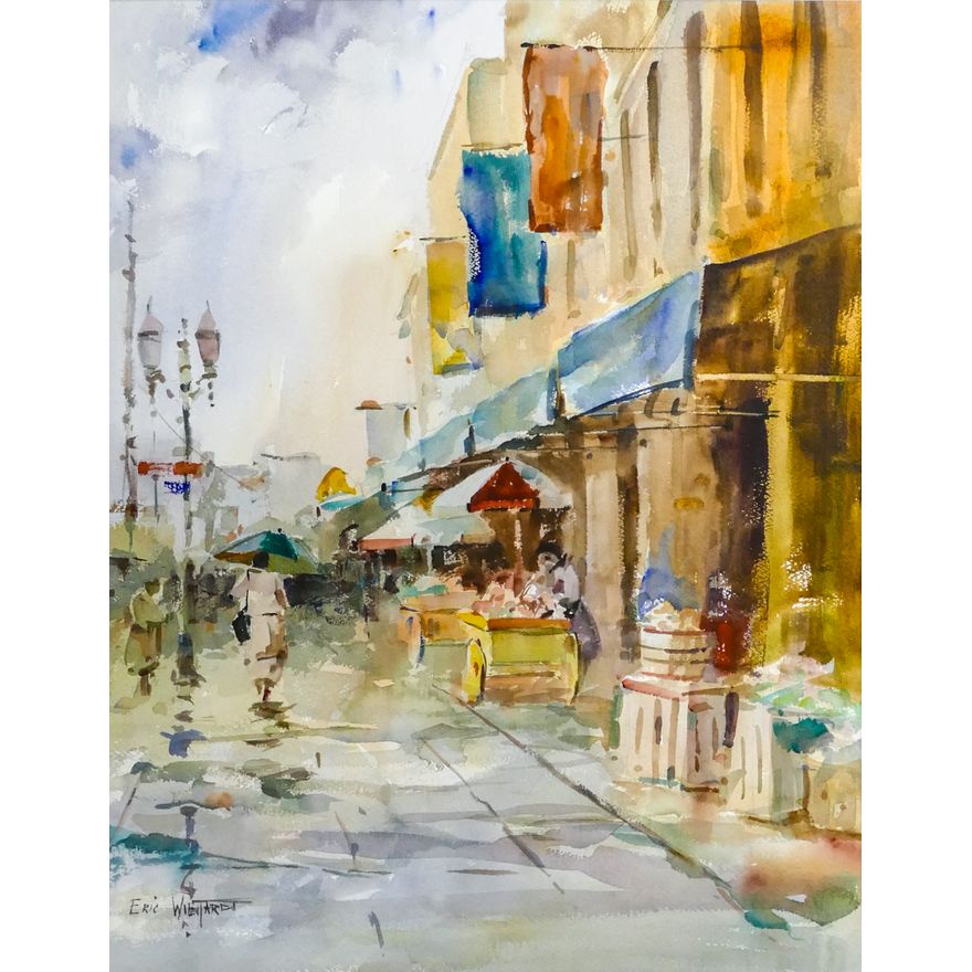 Eric Wiegardt ''Portland Market'' Signed Watercolor Framed 37''x31.5''