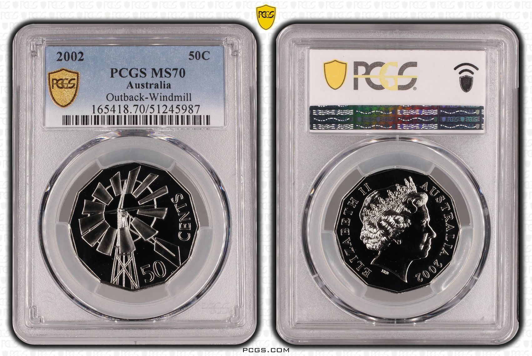 Outback-Windmill, POP 7/0, Fifty Cent, 2002, PCGS MS70