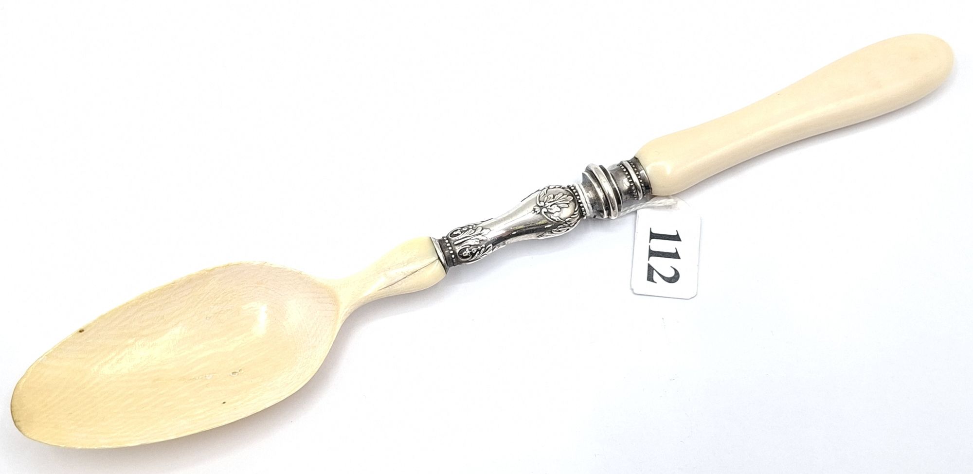Antique Ivory And Silver Spoon