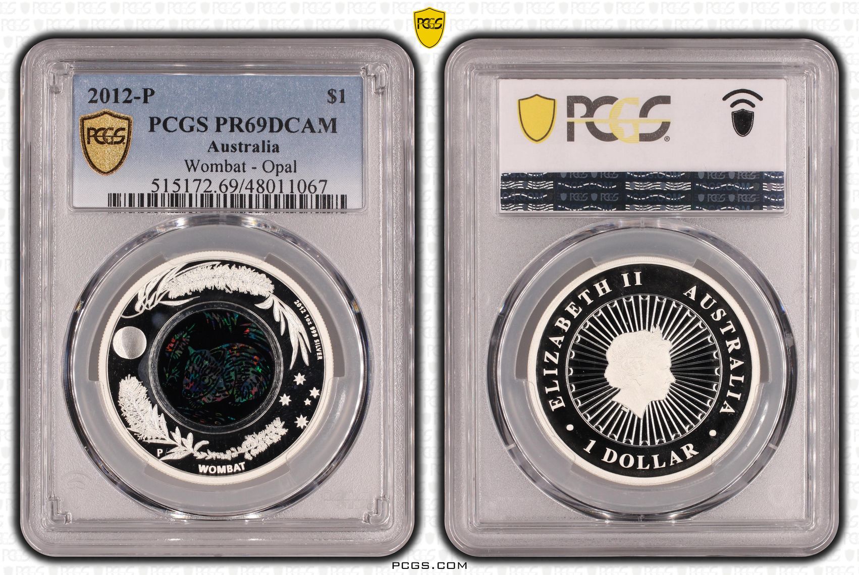 Wombat - Opal, One Dollar, 2012-P, PCGS PR69DCAM