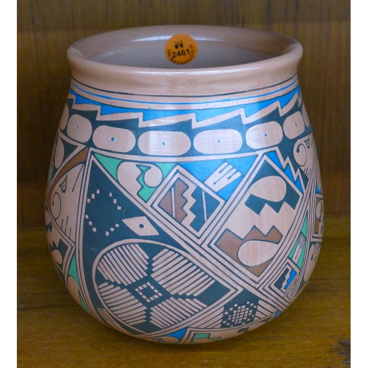 Macario Ortiz Decorated Southwest Pot 6''