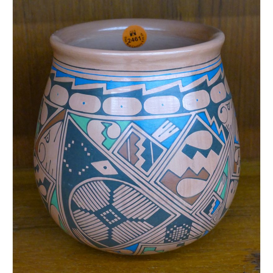 Macario Ortiz Decorated Southwest Pot 6''
