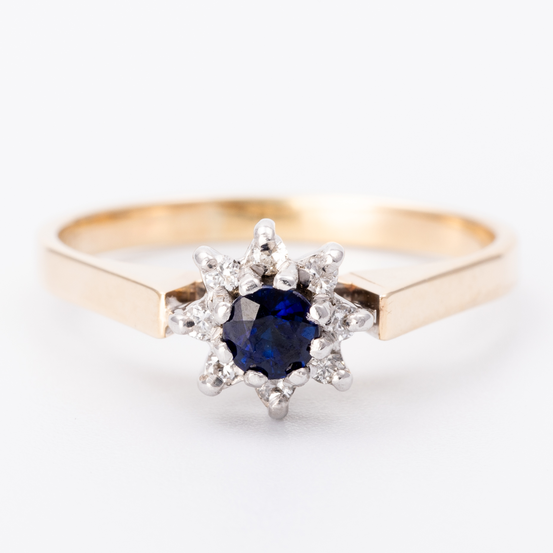 Sapphire & Diamond Cluster Ring 9ct Gold