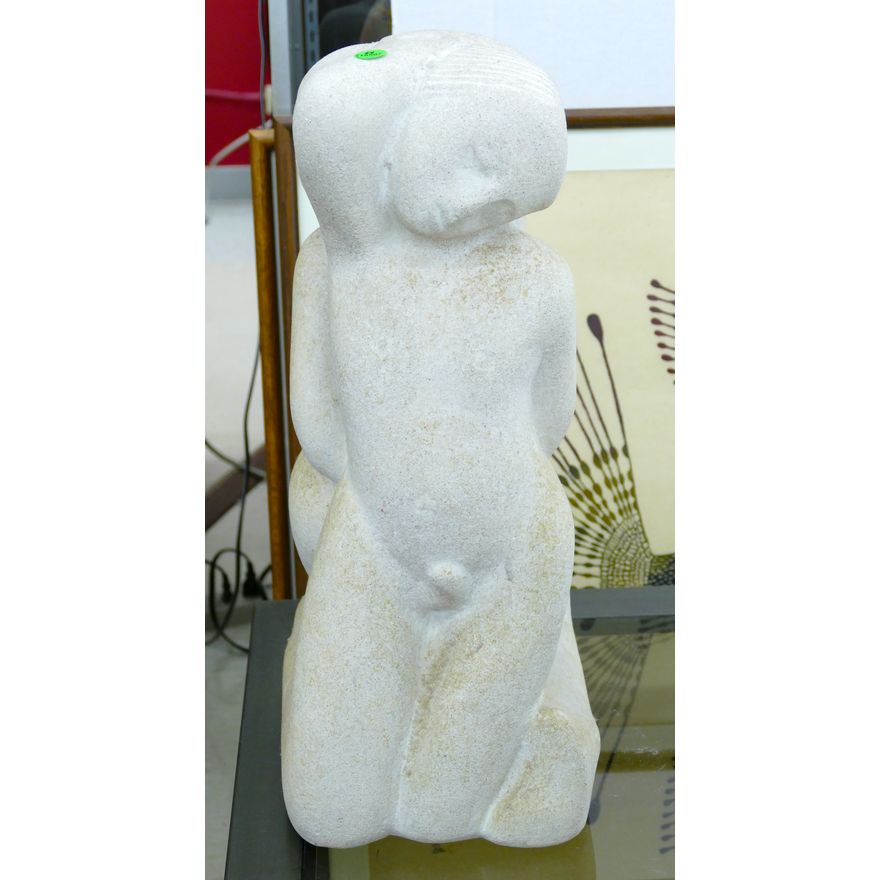 Ken Patecky ''Opposing Women'' Stone Sculpture 21''x8''