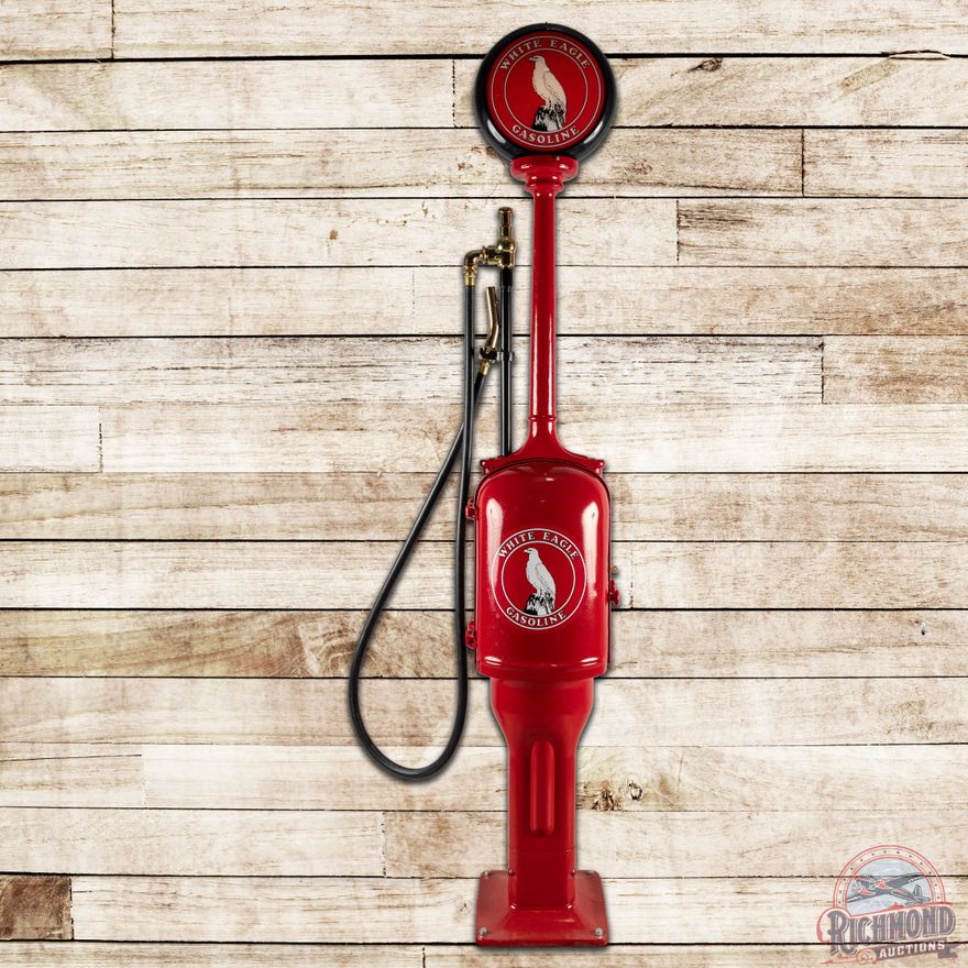 G&B Model # 88 Pre-Visible Gas Pump w/ Light Tower White Eagle Gasoline