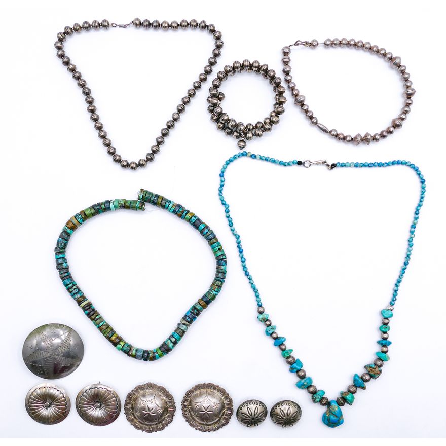 Box Navajo Silver & Turquoise Jewelry