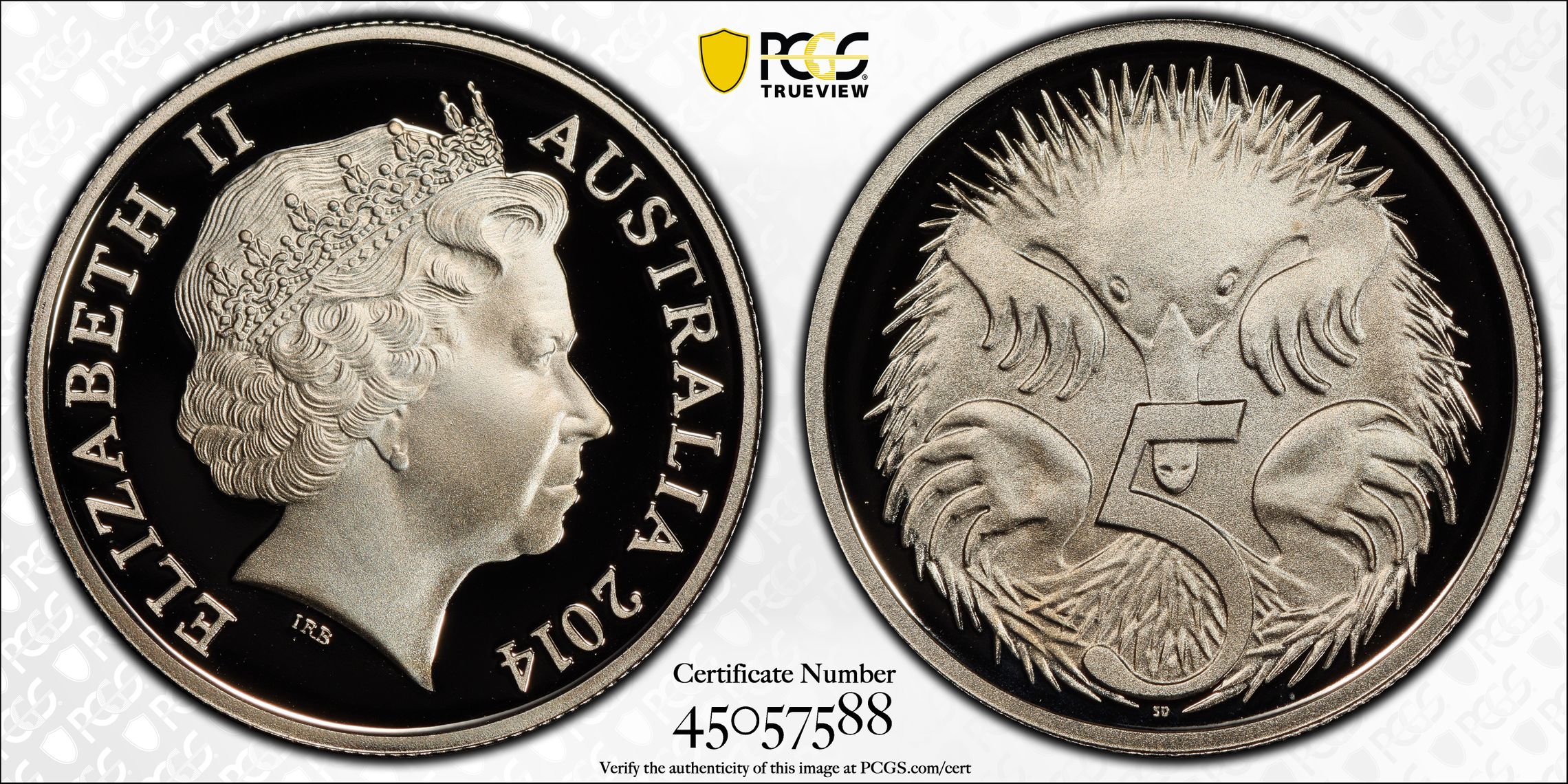 Elizabeth II, Five Cent, 2014, PCGS PR 70DCAM