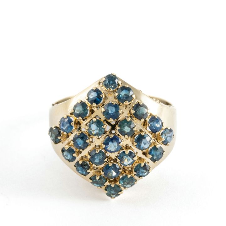 Vintage Sapphire Cluster Ring 10ct Gold