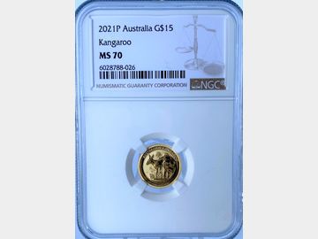 2021 AUSTRALIA KANGAROO PERTH MINT 15 DOLLAR MS70 Top Pop!
