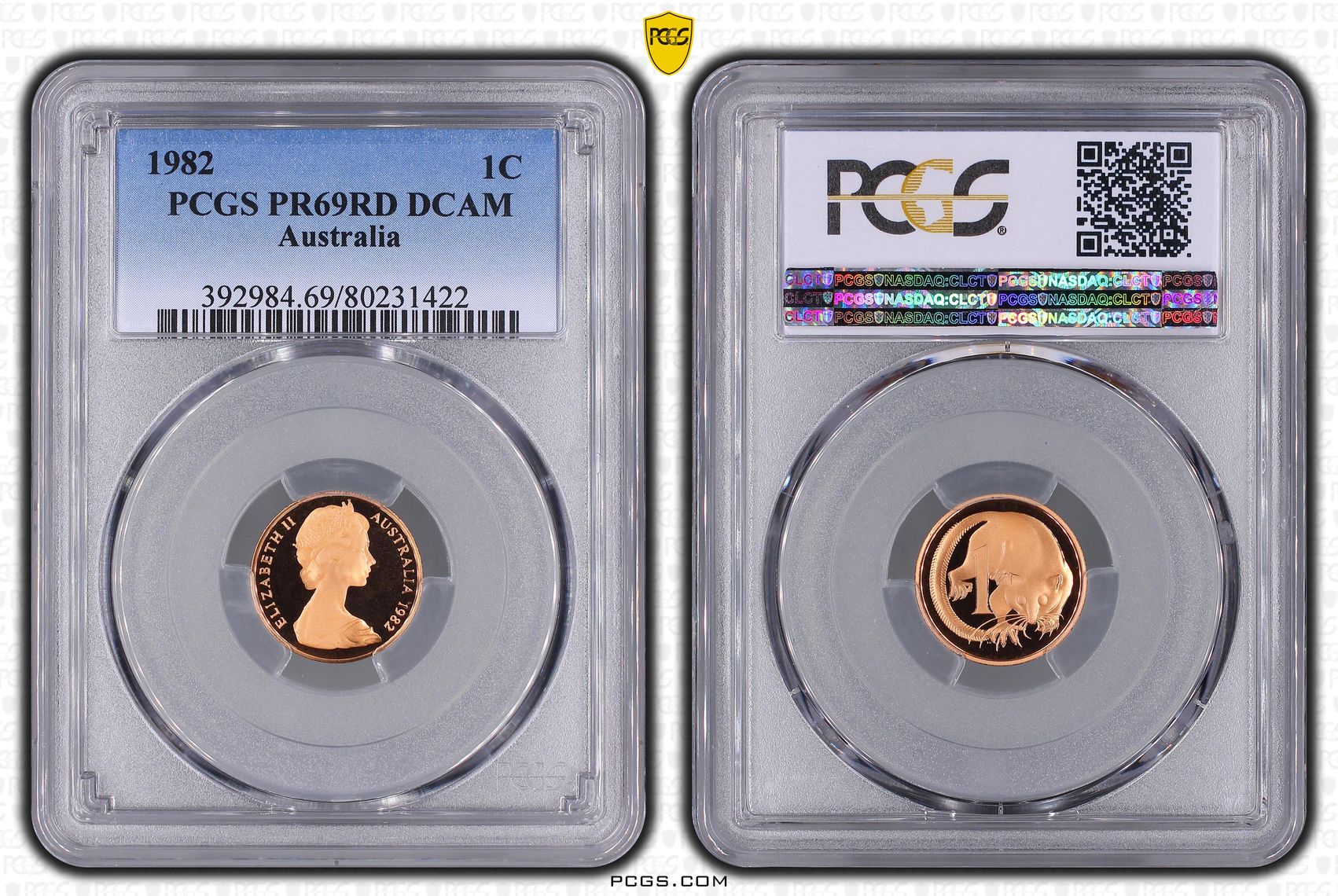 Elizabeth II, One Cent, 1982, PCGS PR69DCAM