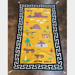 Vintage Navajo Pictorial Textile by Lillie Bahe