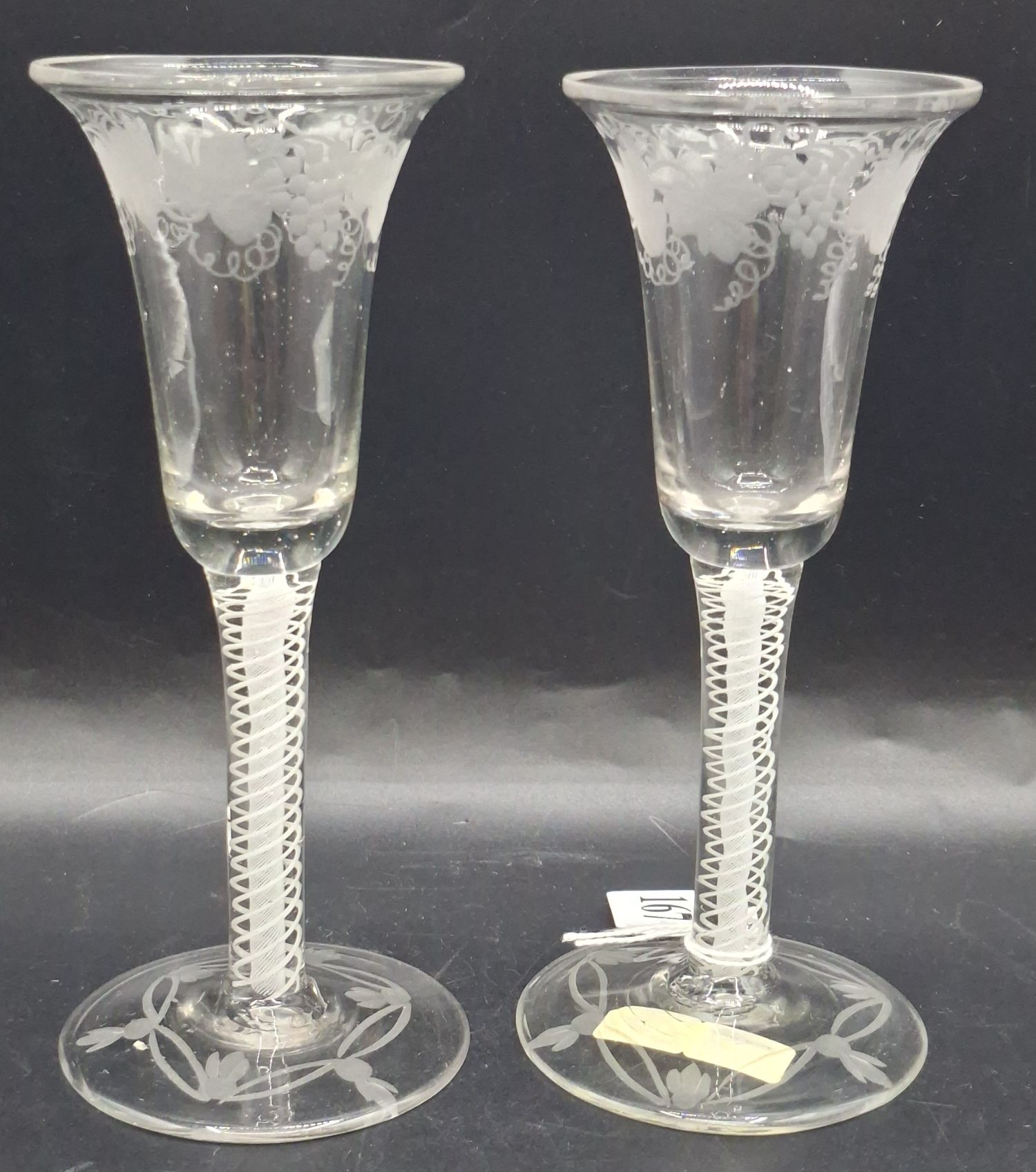 167 · GEORGIAN RARE COTTON TWIST PAIR OF WINE GLASSES