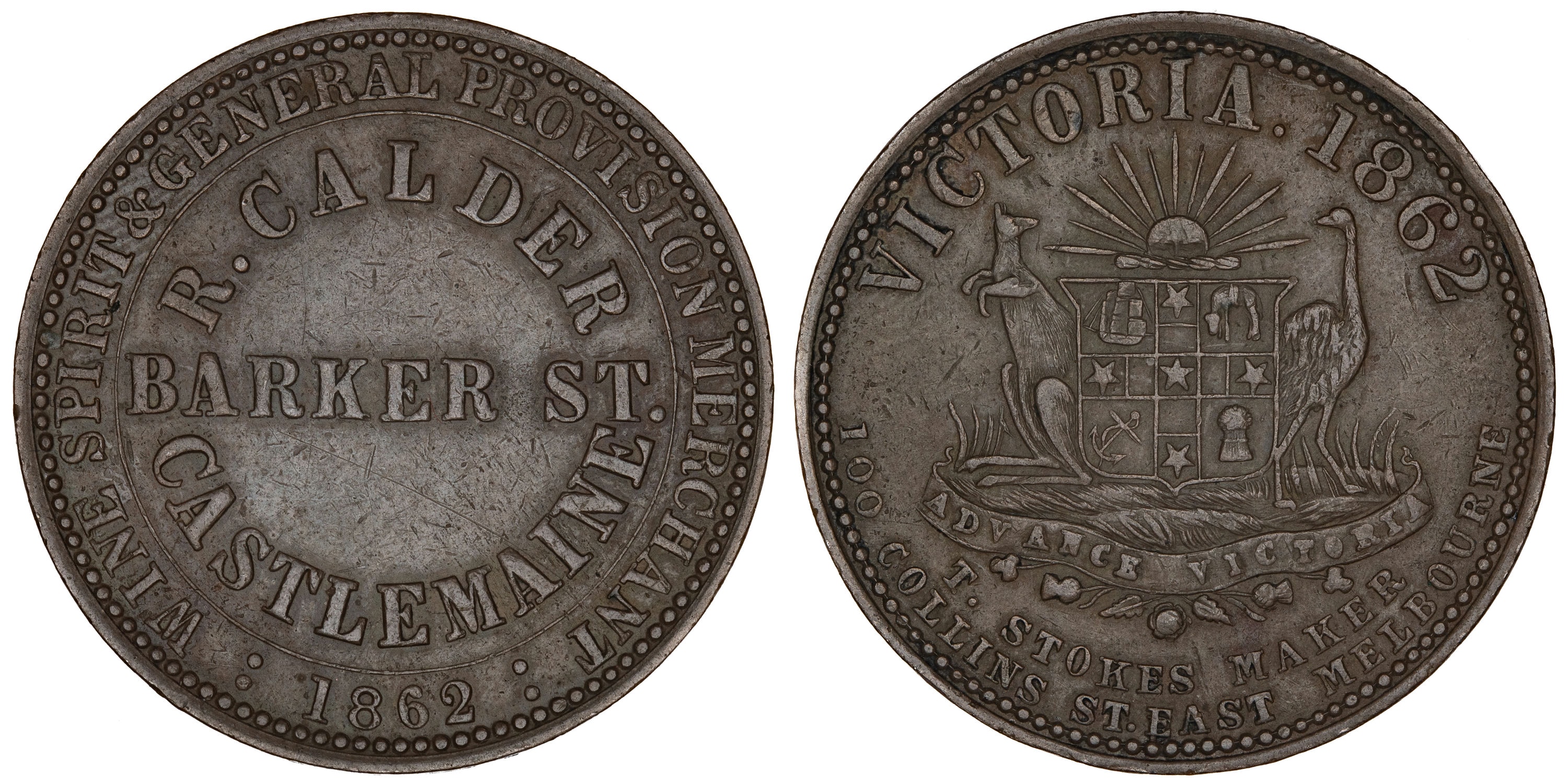 155 · A.57 - Calder - Castlemaine, VIC, Penny, 1862,  aVF