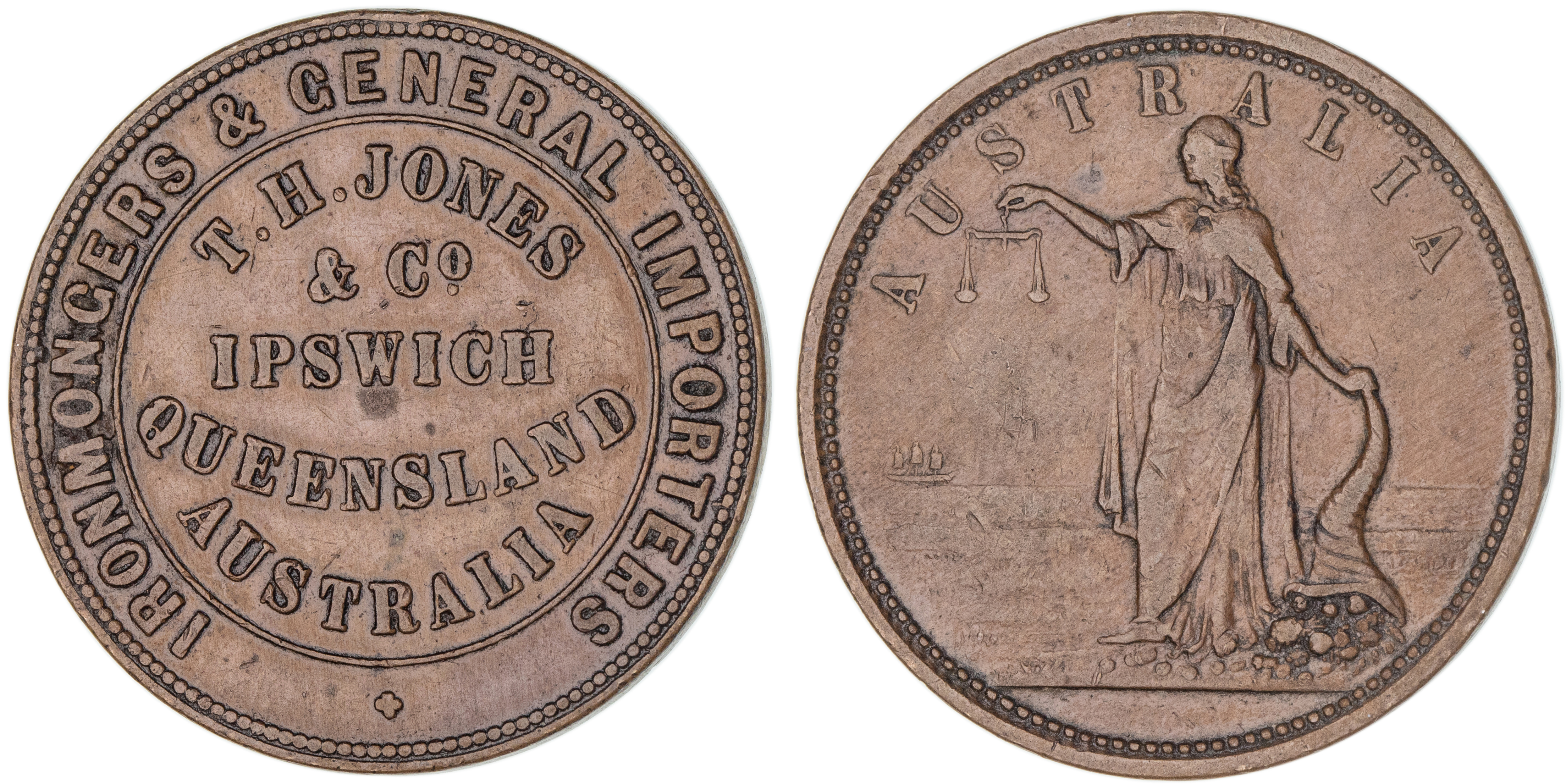 T.H. Jones & Co., Ipswich, Qld., Penny, ND, VF
