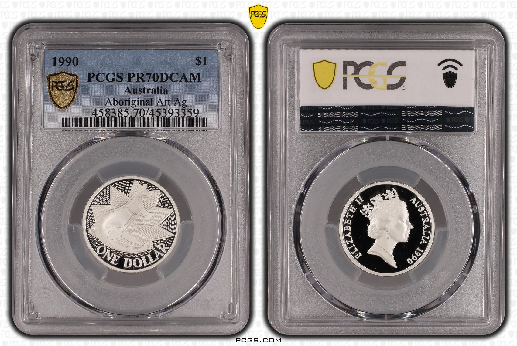 Elizabeth II, Silver Aboriginal, One Dollar, 1990, PCGS PR 70DCAM