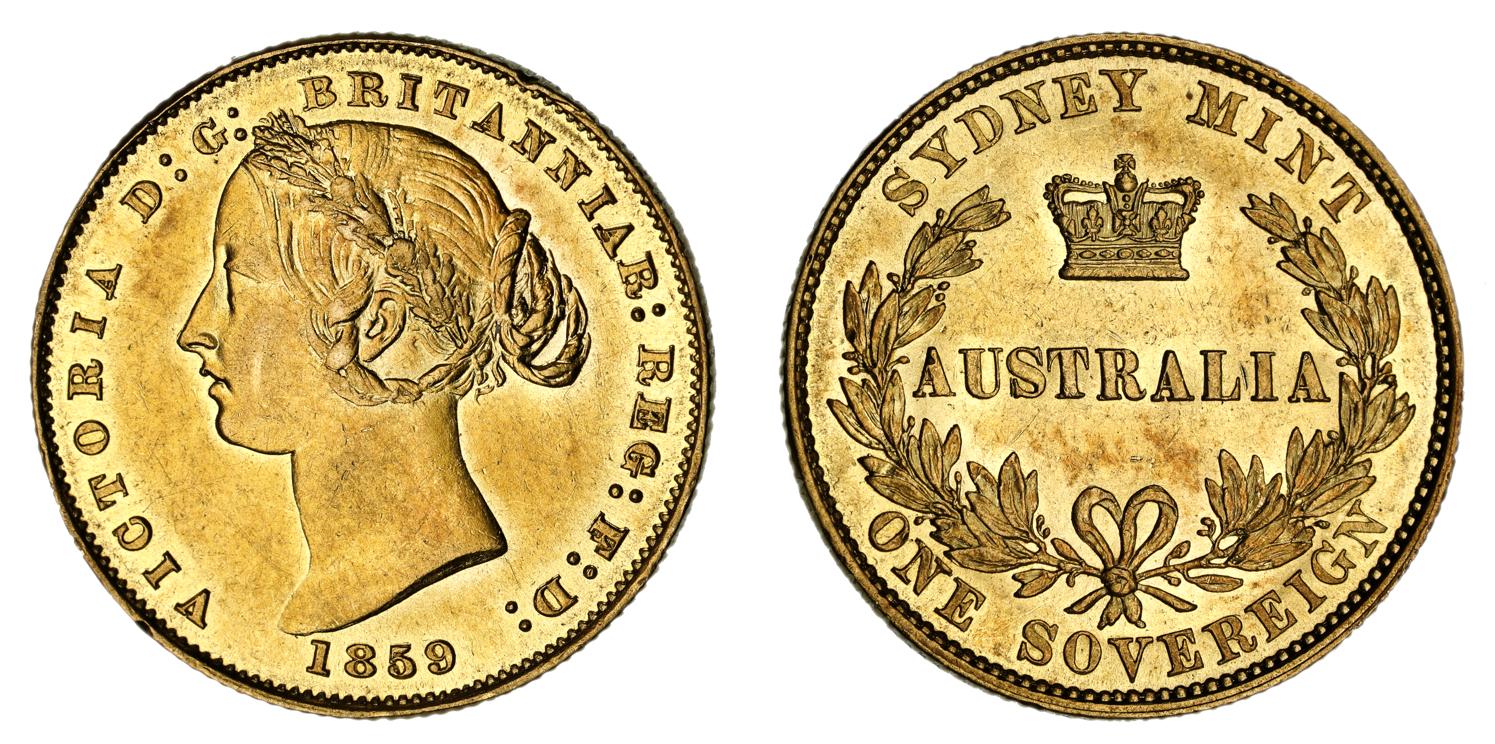 Victoria, Sydney Mint Reverse - Type II, Sovereign, 1859, EF