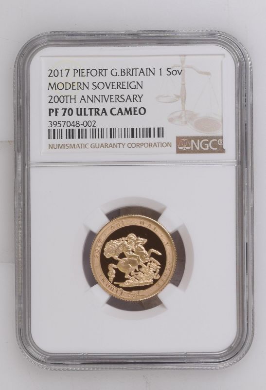 2017 Gold Sovereign 200th Anniversary Proof Piedfort NGC PF 70