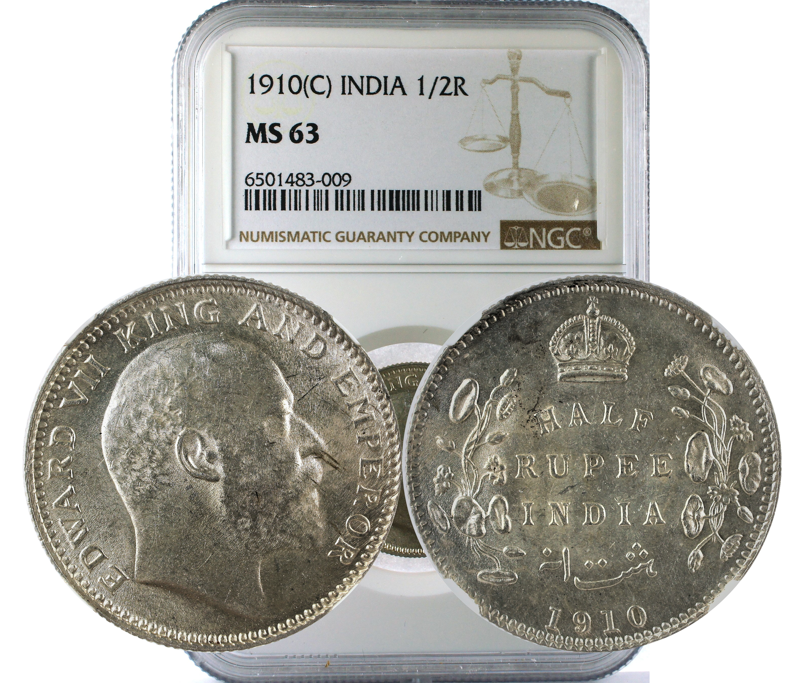 1910(C) INDIA 1/2R MS 63