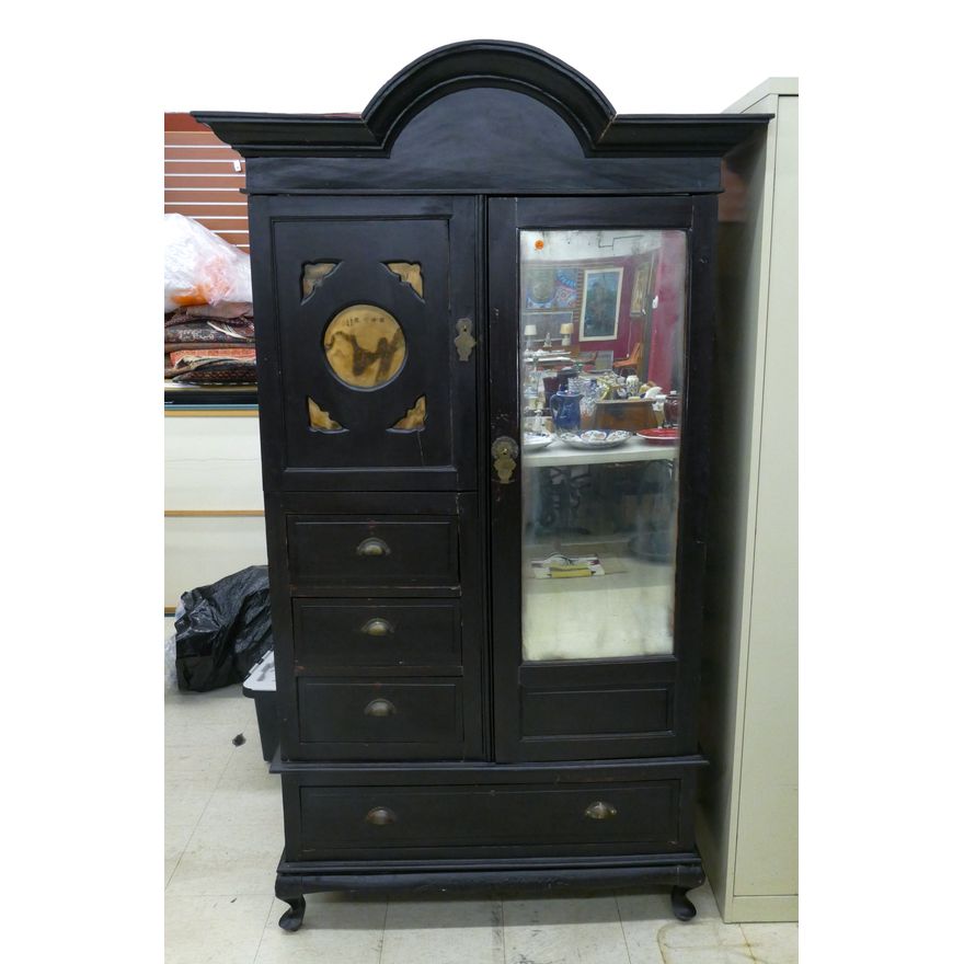 Antique Chinese Wood Wardrobe Cabinet with Dream Stone