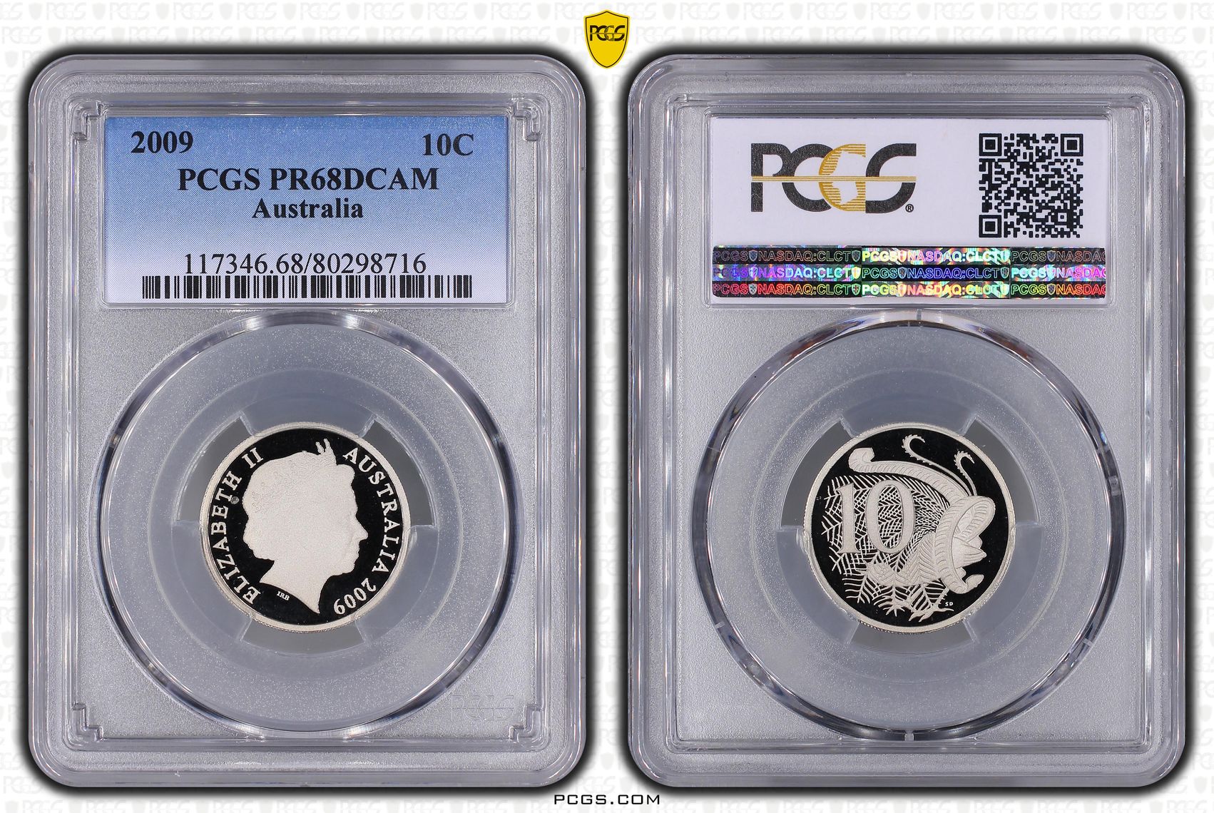 Elizabeth II, Ten Cent, 2009, PCGS PR68DCAM