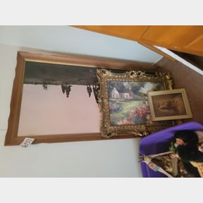 Large Cowboy framed print and vintage other wall prints
