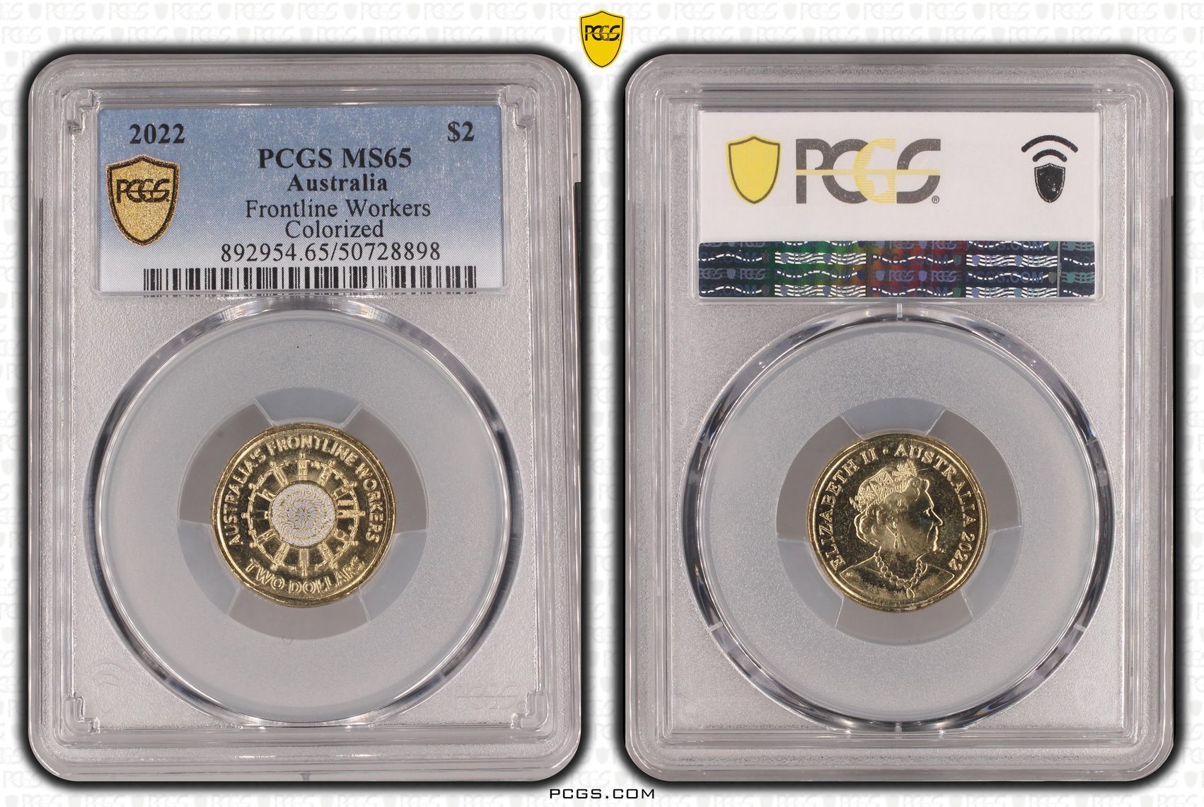 Frontline Workers Colorized , Two Dollar, 2022, PCGS MS65