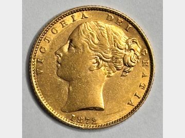 1872 VICTORIA #DIE 26 SHIELD GOLD SOVEREIGN