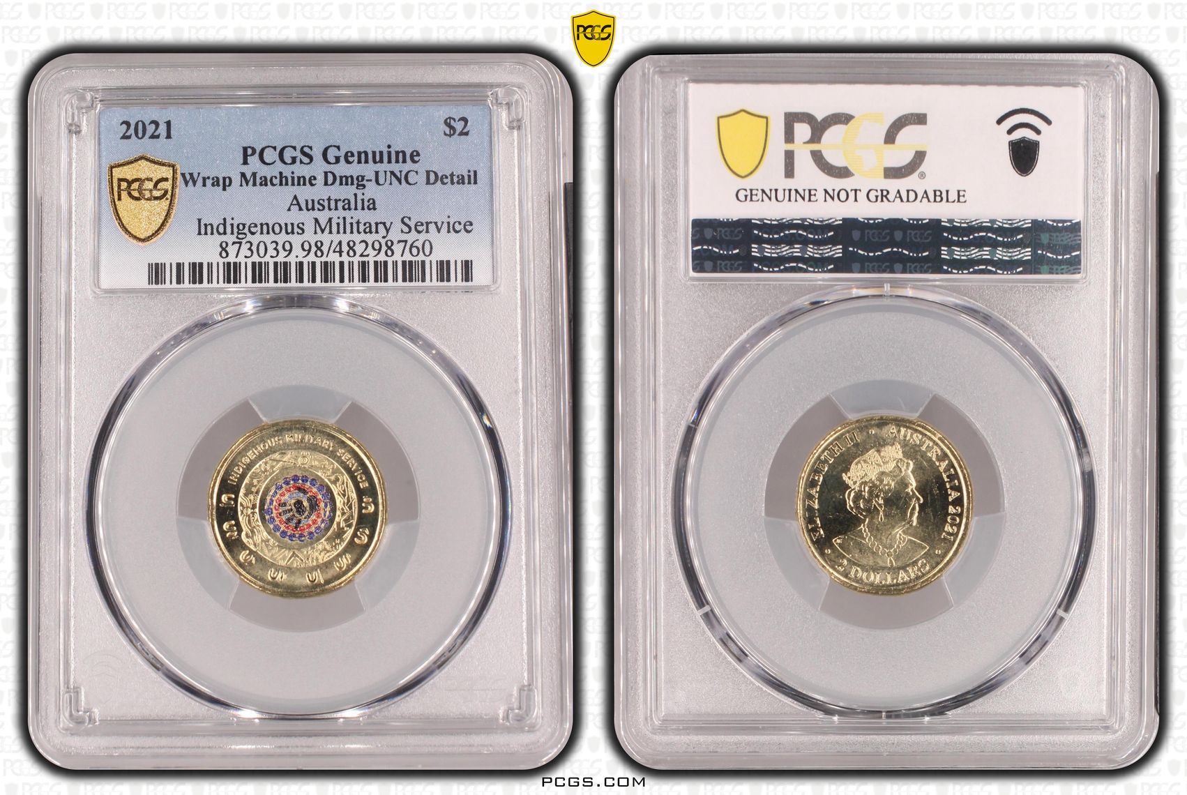 Elizabeth II, Indigenous Military Service , Two Dollar, 2021, PCGS Genuine - UNC Details (98 - Damage)