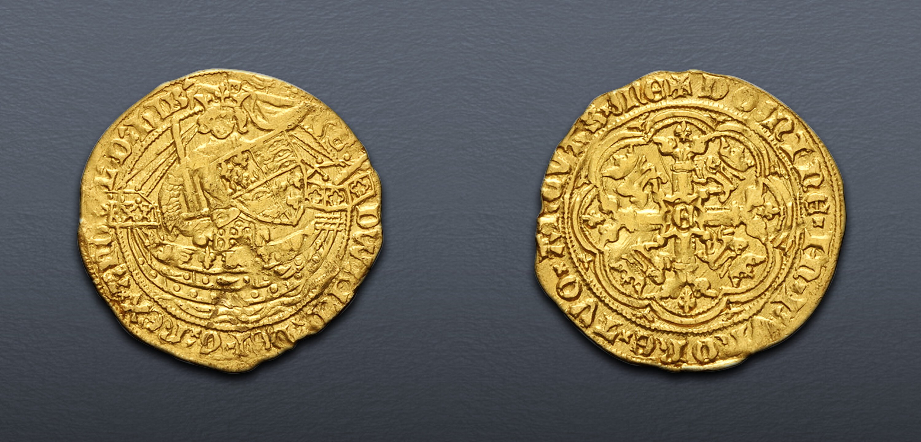 Edward III. 13271377. AV Half Noble (25mm, 3.77 g, 9h