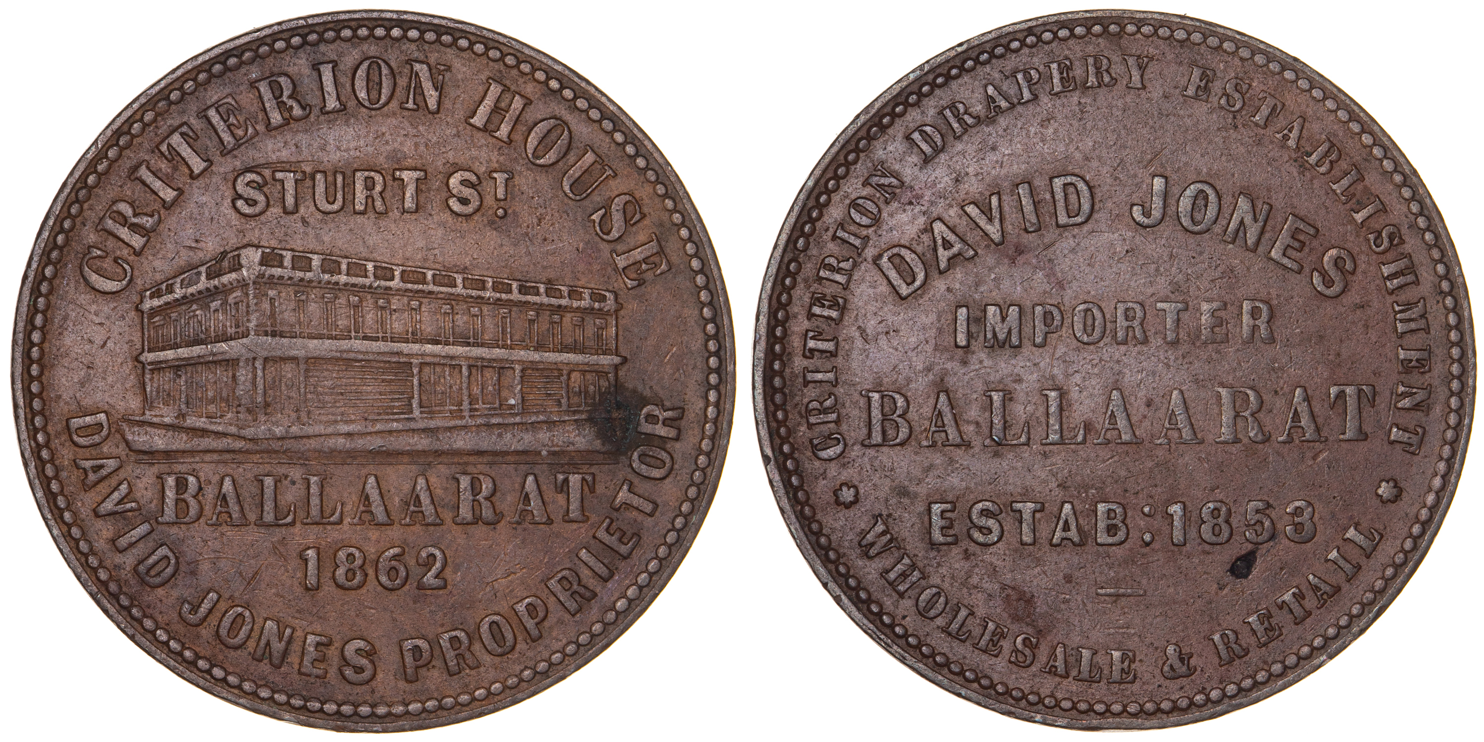 A.148 - Jones, David, Balla(a)rat, Penny, 1862, VF