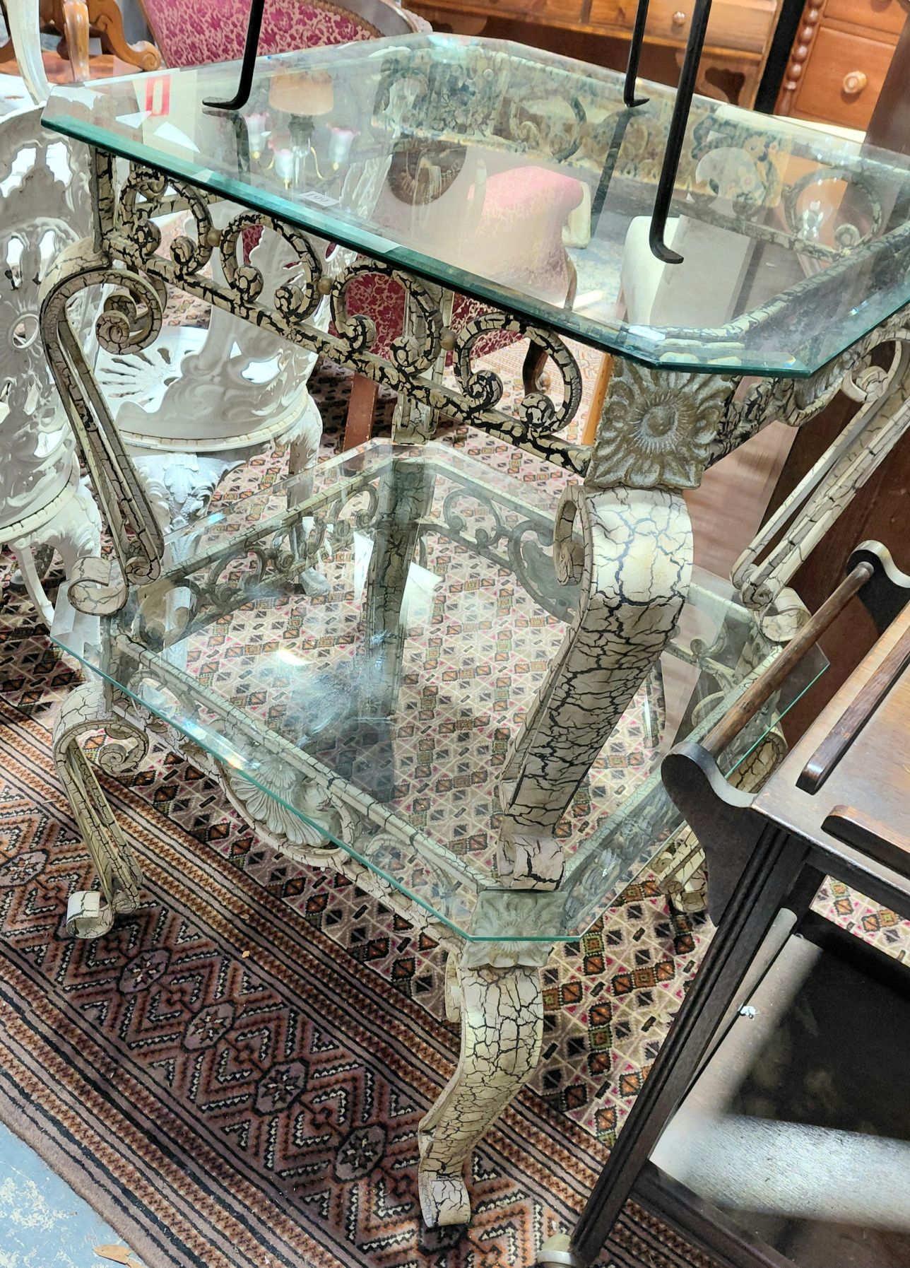 199 · FRENCH PROVINCIAL GLASS TOP SIDE TABLES