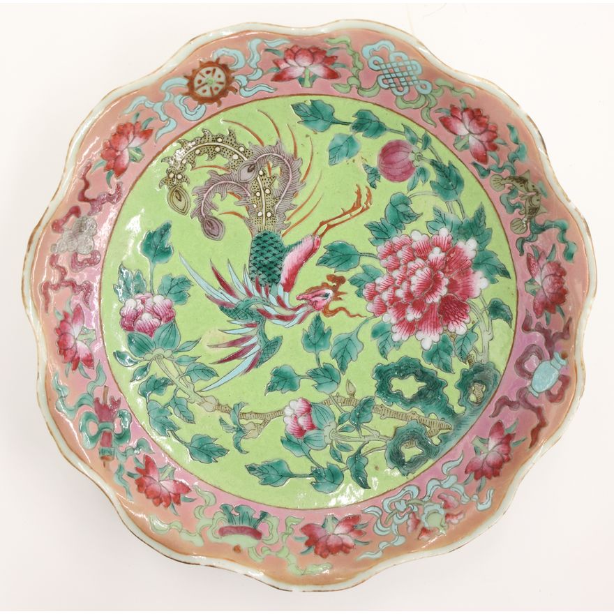 Chinese Peranakan Phoenix Pedestal Dish