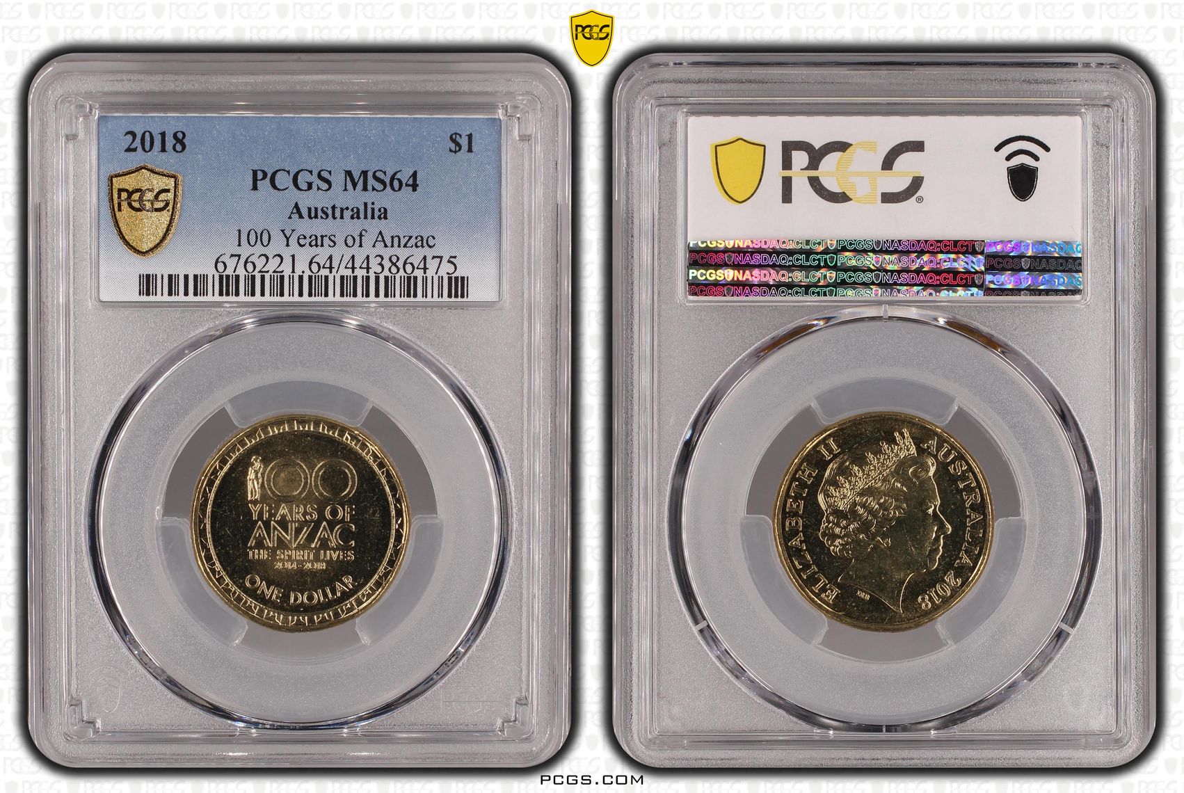Elizabeth II, 100 Years of Anzac, One Dollar, 2018, PCGS MS 64